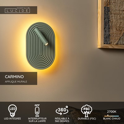 Lucide CARMINO - Applique murale - LED - 1x14W 2700K - Vert | Essential